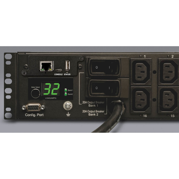 Tripp Lite PDUMH32HVNET 7.4kW Single-Phase Switched PDU, LX Interface, 230V Outlets (16-C13), IEC-309 Blue 230V 32A, 3.6m Cord, 2U Rack-Mount, TAA PDUMH32HVNET 037332157249