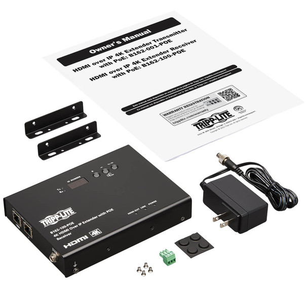 Tripp Lite B162-100-POE AV extender AV receiver Black B162-100-POE 037332263827
