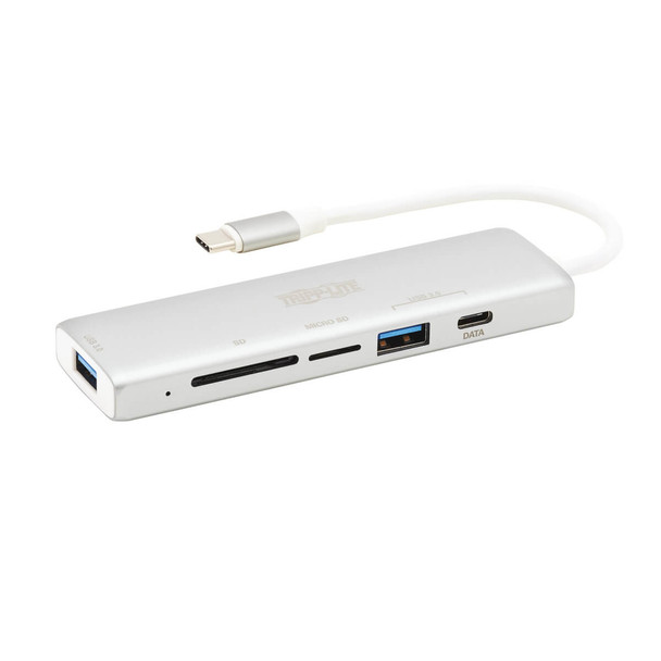 Tripp Lite U460-002-2AM-C1 USB-C Multiport Adapter, 2x USB-A and 1X USB-C Ports, Card Reader, USB 3.0, Silver U460-002-2AM-C1 037332218353