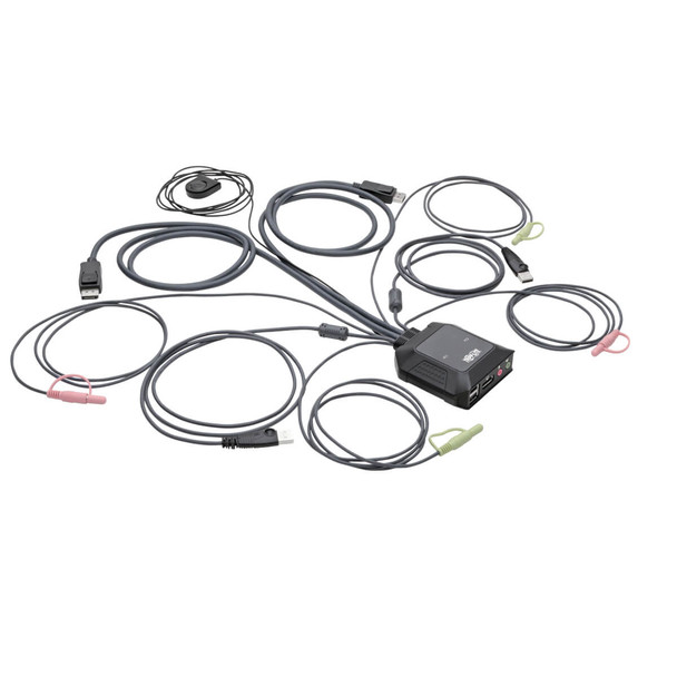 Tripp Lite B032-DPUA2 2-Port DisplayPort 1.1/USB KVM Switch with Audio/Video, Built-In Cables, USB Peripheral Sharing B032-DPUA2 037332235978