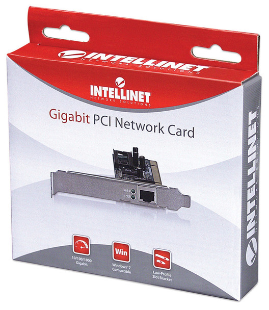 Intellinet Gigabit PCI Network Card, 32-bit 10/100/1000 Mbps Ethernet LAN, RJ45, PCI Card 522328 766623522328