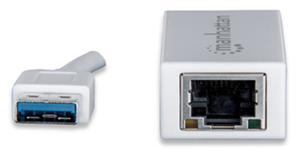 Manhattan USB-A Gigabit Network Adapter, White, 10/100/1000 Mbps Network, USB 3.0, Equivalent to Startech USB31000SW, Ethernet, RJ45, Three Year Warranty, Blister 506847 766623506847