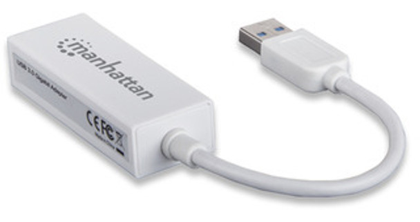 Manhattan USB-A Gigabit Network Adapter, White, 10/100/1000 Mbps Network, USB 3.0, Equivalent to Startech USB31000SW, Ethernet, RJ45, Three Year Warranty, Blister 506847 766623506847