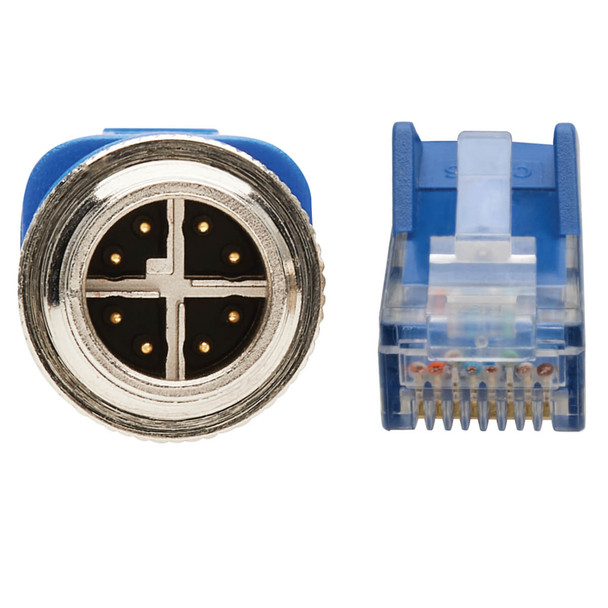 Tripp Lite NM12-602-05M-BL M12 X-Code Cat6 1G UTP CMR-LP Ethernet Cable (M12 M/RJ45 M), IP68, PoE, Blue, 5 m (16.4 ft.) NM12-602-05M-BL 037332265449