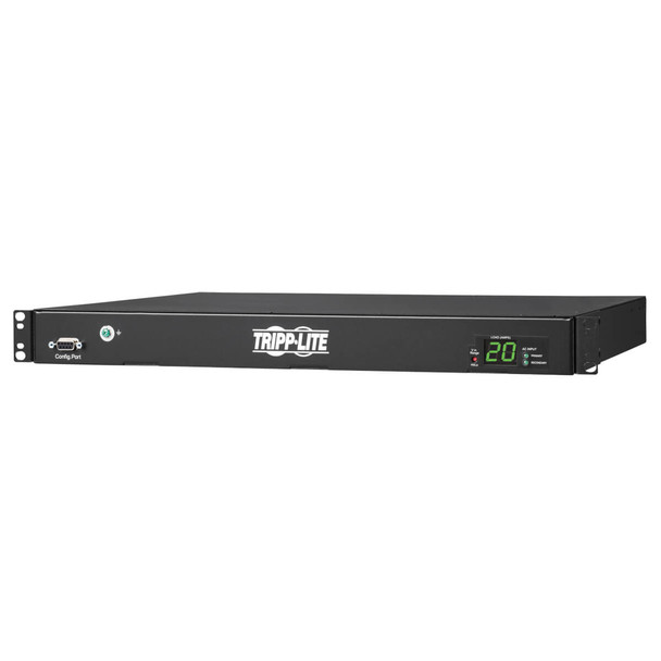 Tripp Lite PDUMH20HVATS 3.8kW 200–240V Single-Phase ATS/Local Metered PDU - 8 C13 and 2 C19 Outlets, Dual C20 Inlets, 12 ft. Cords, 1U, TAA PDUMH20HVATS 037332261380