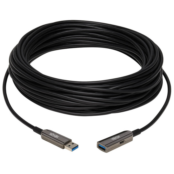 Tripp Lite U330F-10M-G1 USB 3.2 Gen 1 CL3-Rated Fiber Active Optical Cable (AOC) - Extension/Repeater, A/A M/F, Black, 10 m U330F-10M-G1 037332260369