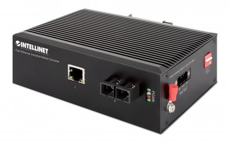 Intellinet Industrial Fast Ethernet Media Converter, 100Base-TX to 100Base-FX (SC) Single-mode, 20 km, IP40-rated Metal Housing, DIN-rail Mount 508322 766623508322