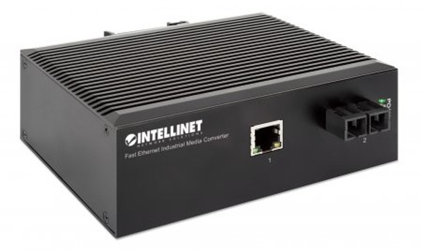 Intellinet Industrial Fast Ethernet Media Converter, 100Base-TX to 100Base-FX (SC) Single-mode, 20 km, IP40-rated Metal Housing, DIN-rail Mount 508322 766623508322