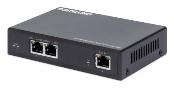 Intellinet 2-Port Gigabit Ultra PoE Extender, Adds up to 100 m (328 ft.) to PoE Range, PoE Power Budget 60 W, Two PSE Ports with 30 W Output Each, IEEE 802.3bt/at/af Compliant, Metal Housing 561600 766623561600