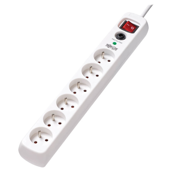 Tripp Lite TLP6F18 6-Outlet Surge Protector - French Type E Outlets, 220-250V AC, 16A, 1.8 m Cord, Type E Plug, White TLP6F18 037332251527