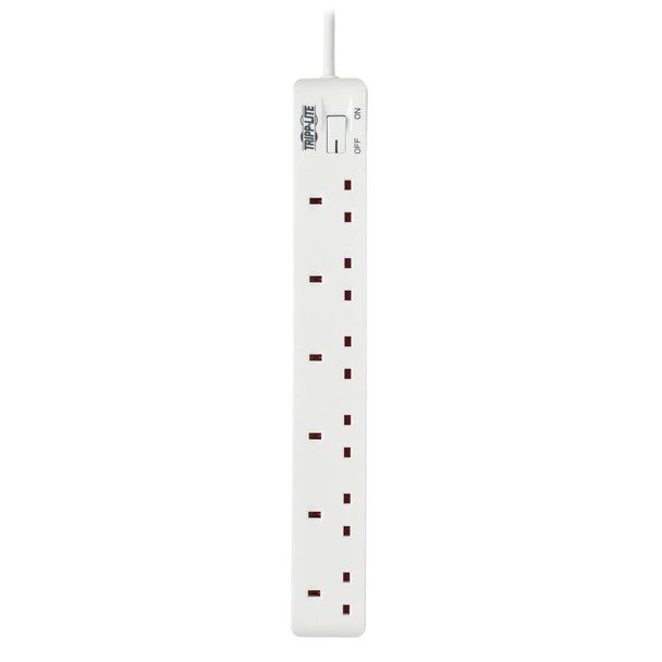 Tripp Lite PS6B18 6-Outlet Power Strip - British BS1363A Outlets, 220-250V AC, 13A, 1.8 m Cord, BS1363A Plug, White PS6B18 037332251589