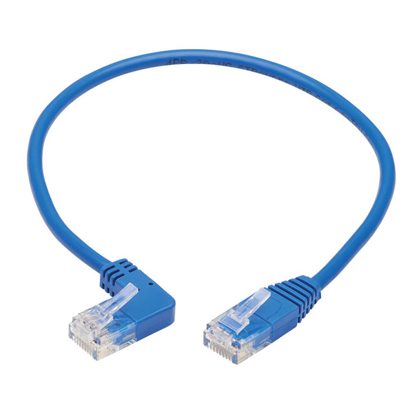 Tripp Lite N204-S01-BL-LA Left-Angle Cat6 Gigabit Molded Slim UTP Ethernet Cable (RJ45 Left-Angle M to RJ45 M), Blue, 1 ft. (0.31 m) N204-S01-BL-LA 037332252289