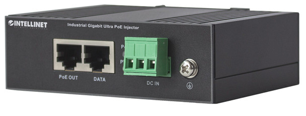 Intellinet Industrial Gigabit Ultra PoE Injector, 1 x 60 W Port, IEEE 802.3bt/at/af Power over Ethernet (Ultra POE/PoE+/PoE), Metal Housing 561389 766623561389