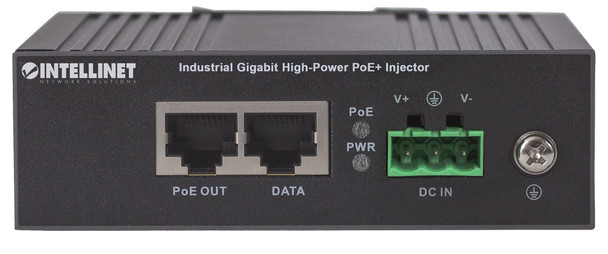 Intellinet Industrial Gigabit Ultra PoE Injector, 1 x 60 W Port, IEEE 802.3bt/at/af Power over Ethernet (Ultra POE/PoE+/PoE), Metal Housing 561389 766623561389