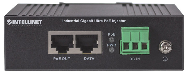 Intellinet Industrial Gigabit Ultra PoE Injector, 1 x 60 W Port, IEEE 802.3bt/at/af Power over Ethernet (Ultra POE/PoE+/PoE), Metal Housing 561389 766623561389