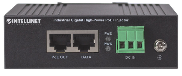 Intellinet Industrial Gigabit High-Power PoE+ Injector, 1 x 30 W Port, IEEE 802.3at/af Power over Ethernet (PoE+/PoE), Metal Housing 561365 766623561365