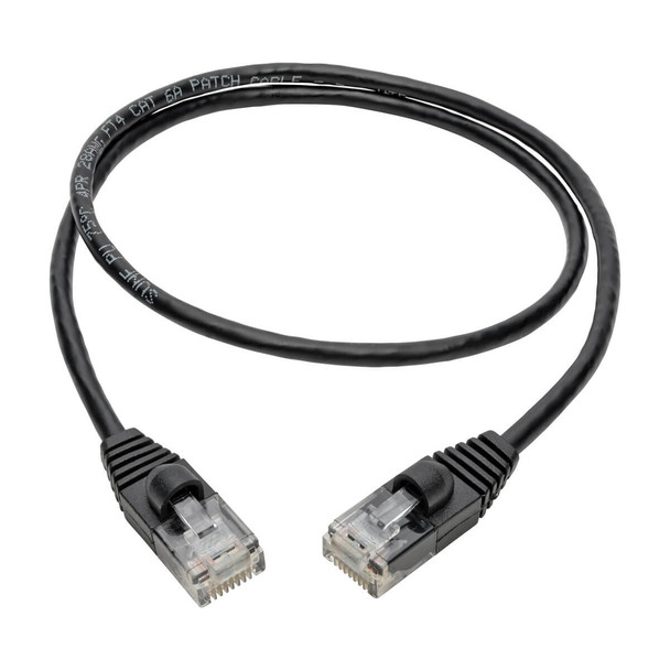 Tripp Lite N261-S02-BK Cat6a 10G Snagless Molded Slim UTP Ethernet Cable (RJ45 M/M), Black, 2 ft. (0.61 m) N261-S02-BK 037332203830
