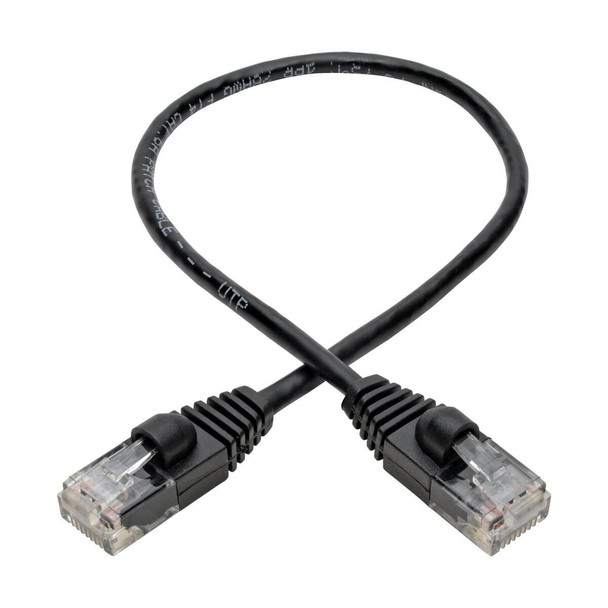 Tripp Lite N261-S01-BK Cat6a 10G Snagless Molded Slim UTP Ethernet Cable (RJ45 M/M), Black, 1 ft. (0.31 m) N261-S01-BK 037332203670