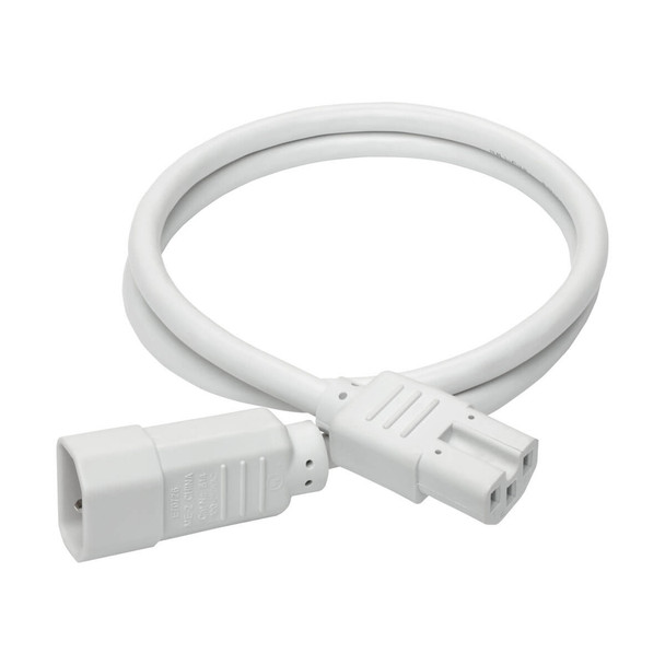 Tripp Lite P018-003-AWH Power Cord C14 to C15 - Heavy-Duty, 15A, 250V, 14 AWG, 3 ft. (0.91 m), White P018-003-AWH 037332199140