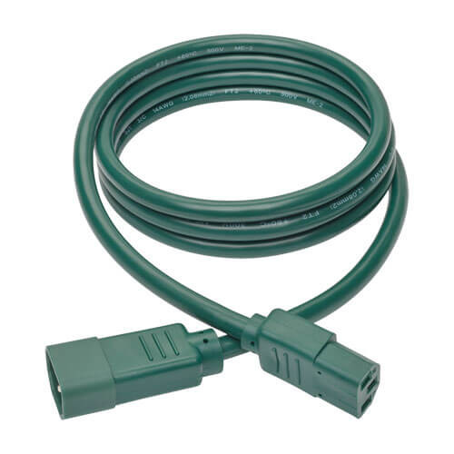 Tripp Lite P005-006-AGN Heavy-Duty PDU Power Cord, C13 to C14 - 15A, 250V, 14 AWG, 6 ft. (1.83 m), Green P005-006-AGN 037332199034