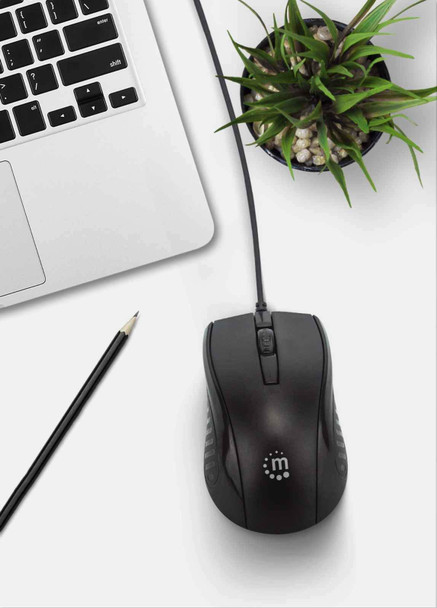 Manhattan Mouse USB Wired (Clearance Pricing), Black, 1000dpi, USB-A, Optical, Compact, Three Button with Scroll Wheel, Low friction base, Three Year Warranty, Retail Box 179331 766623179331