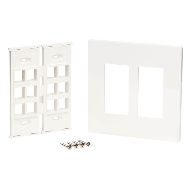 Tripp Lite N080-212 12-Port Keystone Double-Gang Faceplate, White, TAA N080-212 037332236296