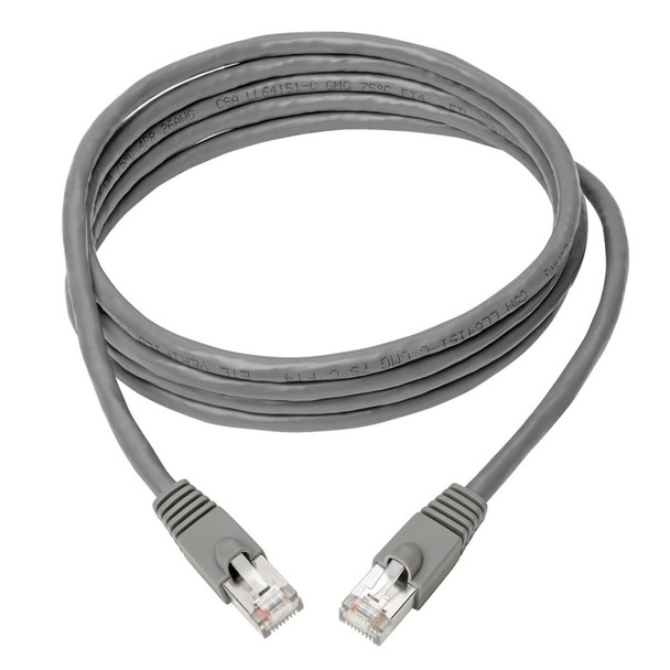 Tripp Lite N262-005-GY Cat6a 10G-Certified Snagless Shielded STP Ethernet Cable (RJ45 M/M), PoE, Gray, 5 ft. (1.52 m) N262-005-GY 037332239587