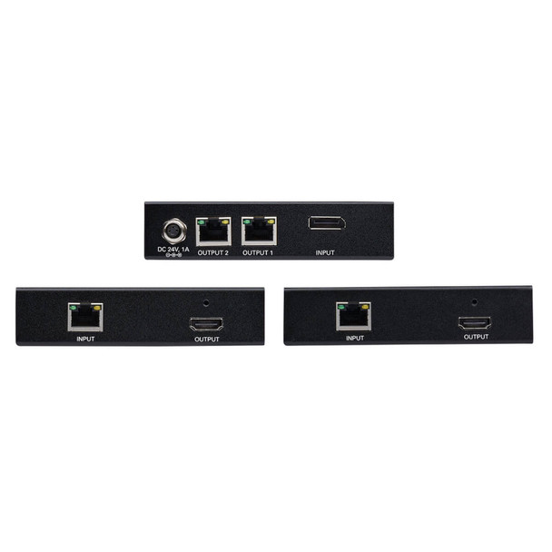 Tripp Lite B127-002-D2H 2-Port DisplayPort to HDMI over Cat6 Splitter/Extender Kit, Transmitter/Dual Receivers, 4K 60 Hz, PoC, 125 ft., TAA B127-002-D2H 037332239020