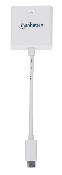 Manhattan USB-C to HDMI Cable, 4K@30Hz, 8cm, White, Equivalent to Startech CDP2HDW, Male to Female, Three Year Warranty, Blister 152921 766623152921