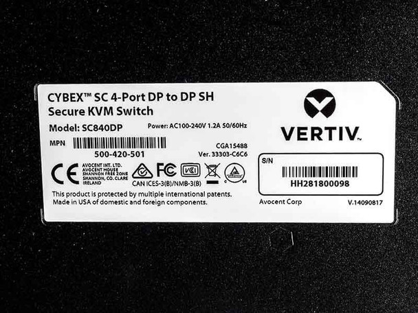 Vertiv Cybex SC 840DP KVM switch Black SC840DP-001