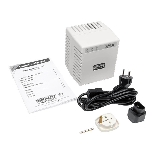 Tripp Lite LR604 600W 230V Power Conditioner with Automatic Voltage Regulation (AVR), AC Surge Protection, 3 Outlets, UNIPLUGINT Adapter LR604 037332116642