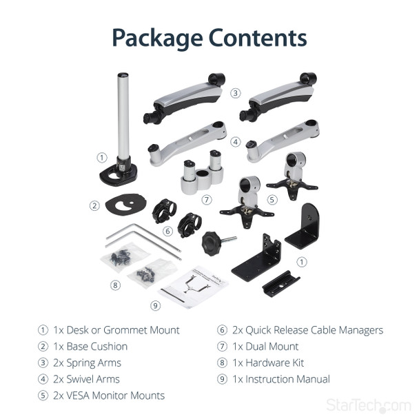 StarTech.com Desk-Mount Dual Monitor Arm - Full Motion Articulating - Premium 41674