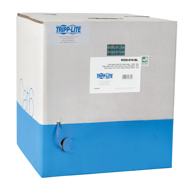 Tripp Lite N220-01K-BL Cat6 Gigabit Bulk UTP Stranded 24 AWG CMR PVC Cable, Blue, 1000 ft. (304.8 m) TAA N220-01K-BL 037332196552
