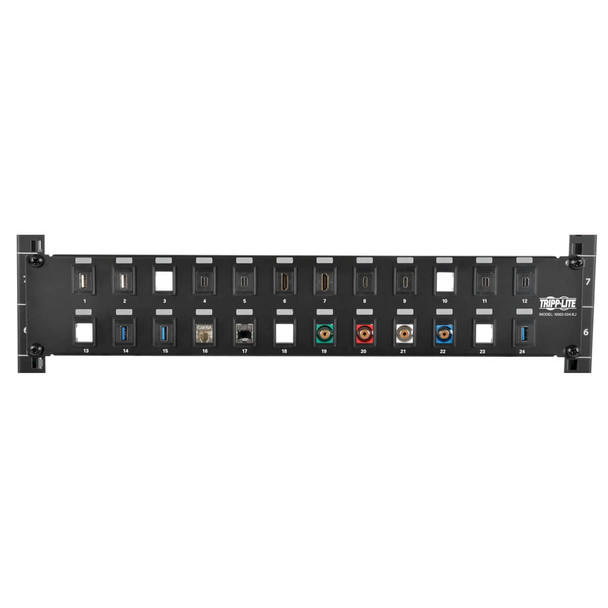 Tripp Lite N062-024-KJ 24-Port 2U Rack-Mount Unshielded Blank Keystone/Multimedia Patch Panel, RJ45 Ethernet, USB, HDMI, Cat5e/6 N062-024-KJ 037332193568