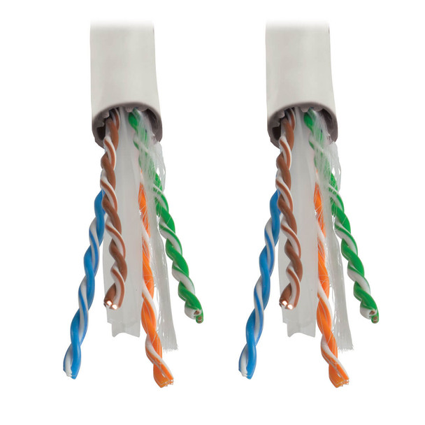 Tripp Lite N224-01K-WH Cat6 Gigabit Solid Core Plenum-Rated UTP CMP PVC Bulk Ethernet Cable, White, 1000 ft. (304.8 m) N224-01K-WH 037332196651