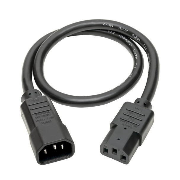 Tripp Lite P005-002 Heavy-Duty PDU Power Cord, C13 to C14 - 15A, 250V, 14 AWG, 2 ft. (0.61 m), Black P005-002 037332149992