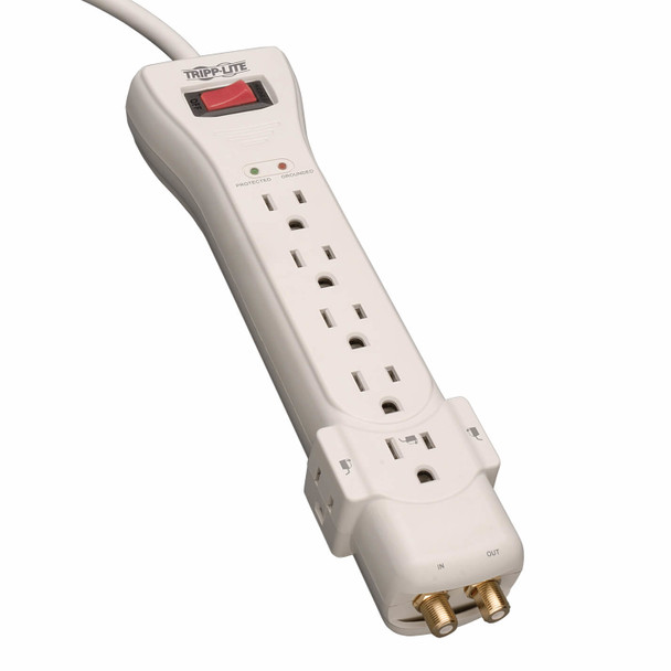 Tripp Lite Protect It! 7-Outlet Surge Protector, 7 -ft. Cord, 2160 Joules, Coaxial Protection SUPER7COAX 037332010902