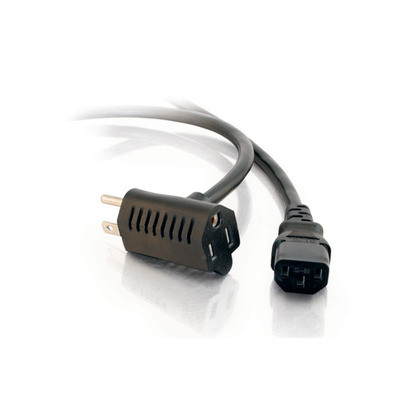 C2G 1.5ft Universal 16 AWG Power Cord w/ Extra Outlet (IEC320C13 to NEMA 5-15P) 30537 757120305378