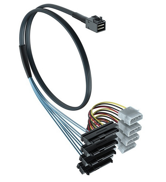 Overland-Tandberg 0.5M internal SAS cable - mini-SAS (SFF-8643) to 4x29 Pin (SFF-8482) with SAS 15 Pin Power Port OV-CBLINT8482 695057132110