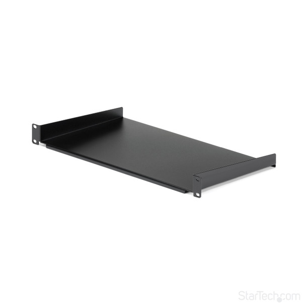 StarTech.com 1U Fixed Server Rack Mount Shelf - 10in Deep Steel Universal Cantilever Tray for 19" AV/ Network Equipment Rack - Heavy Duty Steel - Weight Capacity 44lbs/20kg, Black 42656