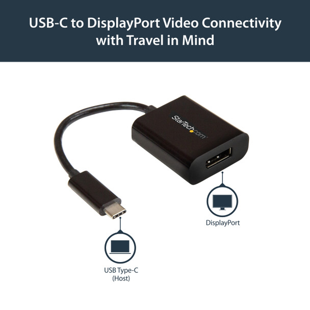 StarTech.com USB C to DisplayPort Adapter - 4K 60Hz/8K 30Hz - USB Type-C to DP 1.4 HBR2 Adapter Dongle - Compact USB-C (DP Alt Mode) Monitor Video Converter - Thunderbolt 3 Compatible 42758