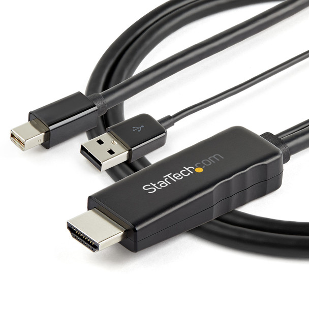 StarTech.com 3ft (1m) HDMI to Mini DisplayPort Cable 4K 30Hz - Active HDMI to mDP Adapter Converter Cable with Audio - USB Powered - Mac & Windows - Male to Male Video Adapter Cable HD2MDPMM1M 065030887557