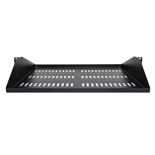 StarTech.com 2U Server Rack Shelf, Center Mounted Universal Vented Rackmount Cantilever Tray for 19" Network Equipment Rack, Heavy Duty Steel, 200lb Capacity, 14" Deep, Black SHELF-2U-14-CENTER-V 065030893954