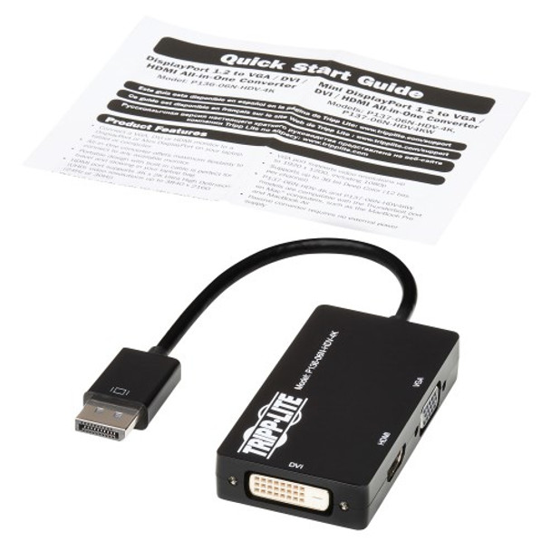 Tripp Lite P136-06N-HDV-4K DisplayPort to VGA/DVI/HDMI All-in-One Converter Adapter, DP ver 1.2, 4K 30 Hz HDMI P136-06N-HDV-4K 037332190840