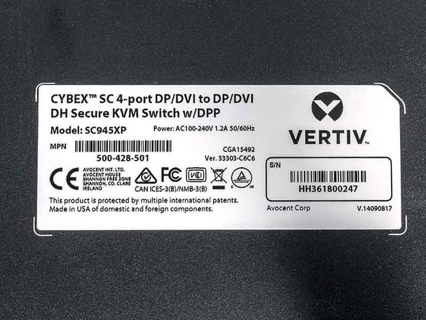 Vertiv Cybex SC 945XP KVM switch Black SC945XP-001