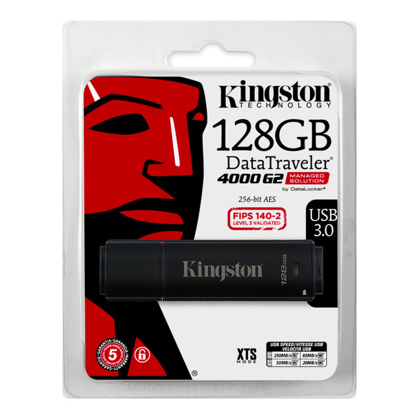 Kingston Digital 128GB DT4000G2DM 256bit Encryp DT4000G2DM/128GB 740617310368