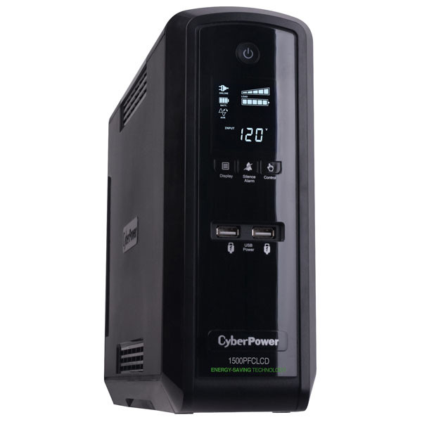 Cyberpower Systems CP1500PFCLCDTAA  1500va/1000w, pfc sine wave mini-tower ups, 12 nem cp1500pfclcdtaa
