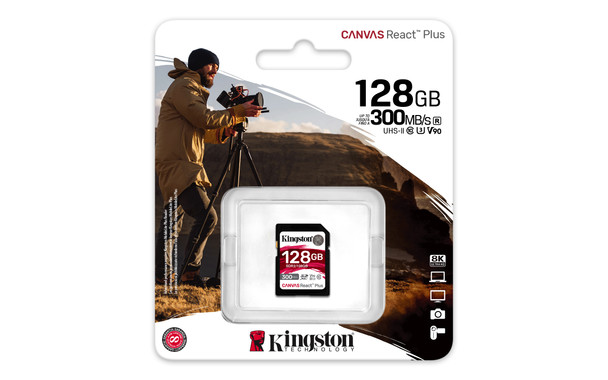 Kingston Technology SDR2/128GB 740617301960 128gb canvas react plus sdxc uhs-ii 300r/260w u3 v90 for full hd/4k/8k sdr2/128gb 740617301960