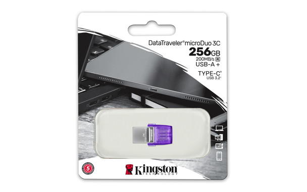 Kingston Technology DTDUO3CG3/256GB  256gb datatraveler microduo 3c 200mb/s dual usb-a + usb-c dtduo3cg3/256gb