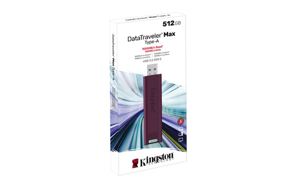 Kingston Technology DTMAXA/512GB 740617328332 512gb datatraveler max type-a 1000r/900w usb 3.2 gen 2 dtmaxa/512gb 740617328332